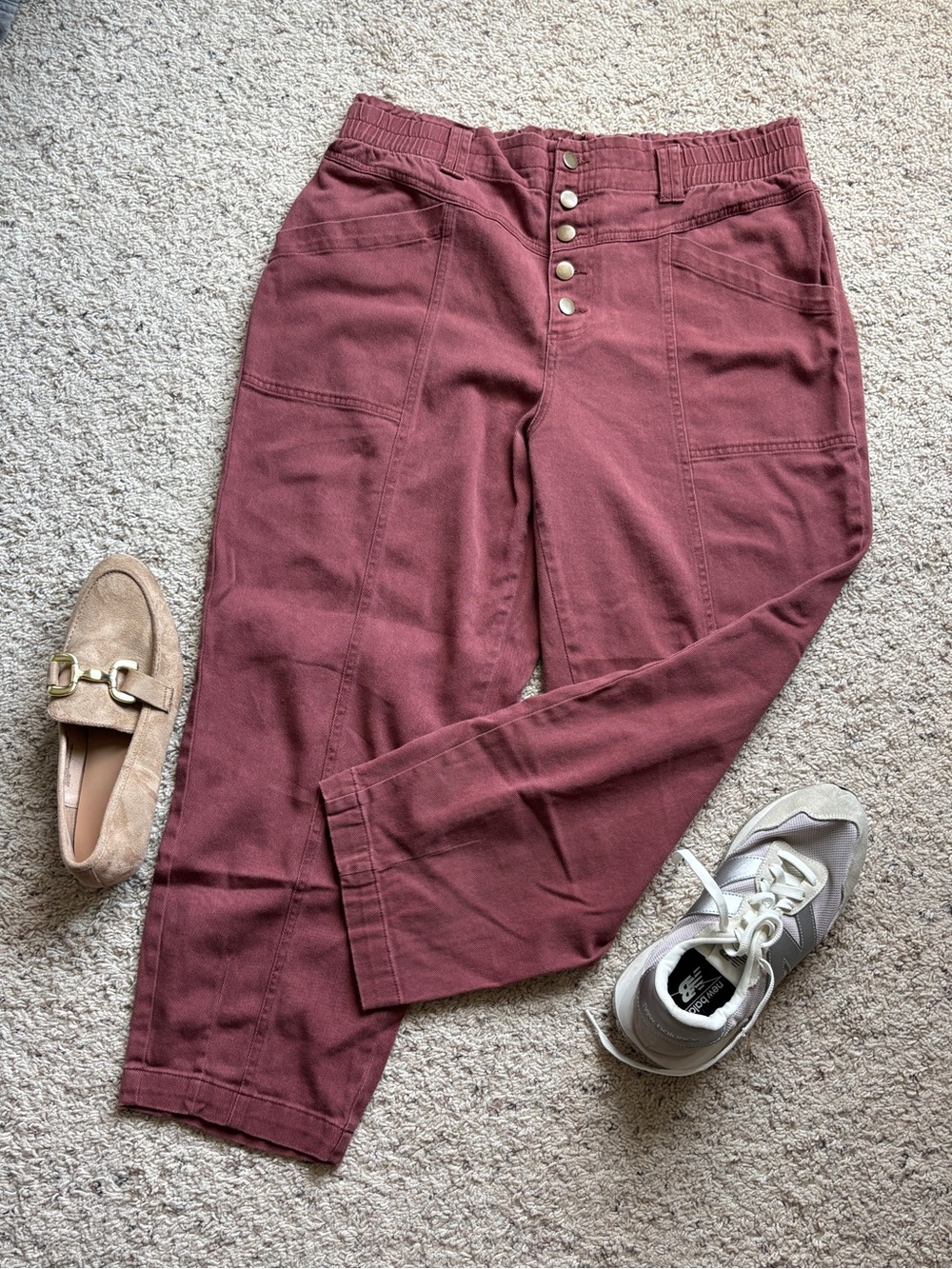 Knox Rose Button-Front Straight Leg Pants in mauve women’s L